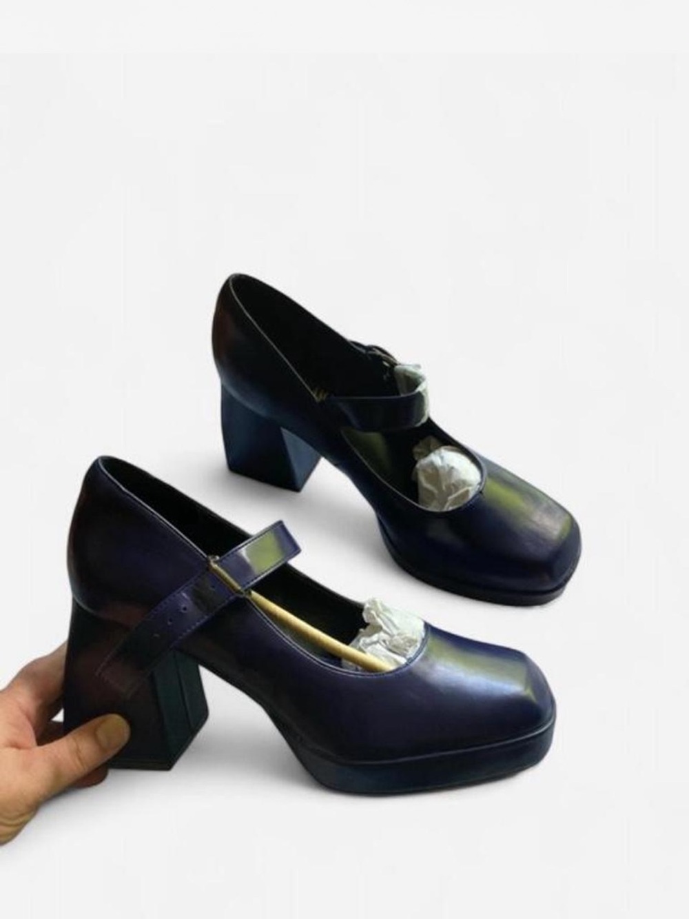 Dream Pairs Dark Navy Mary Jane Block Heels